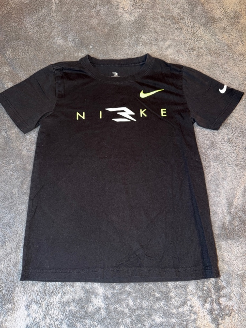 Nike 3Brand Black Tee with Neon Yellow Swoosh and White Logo